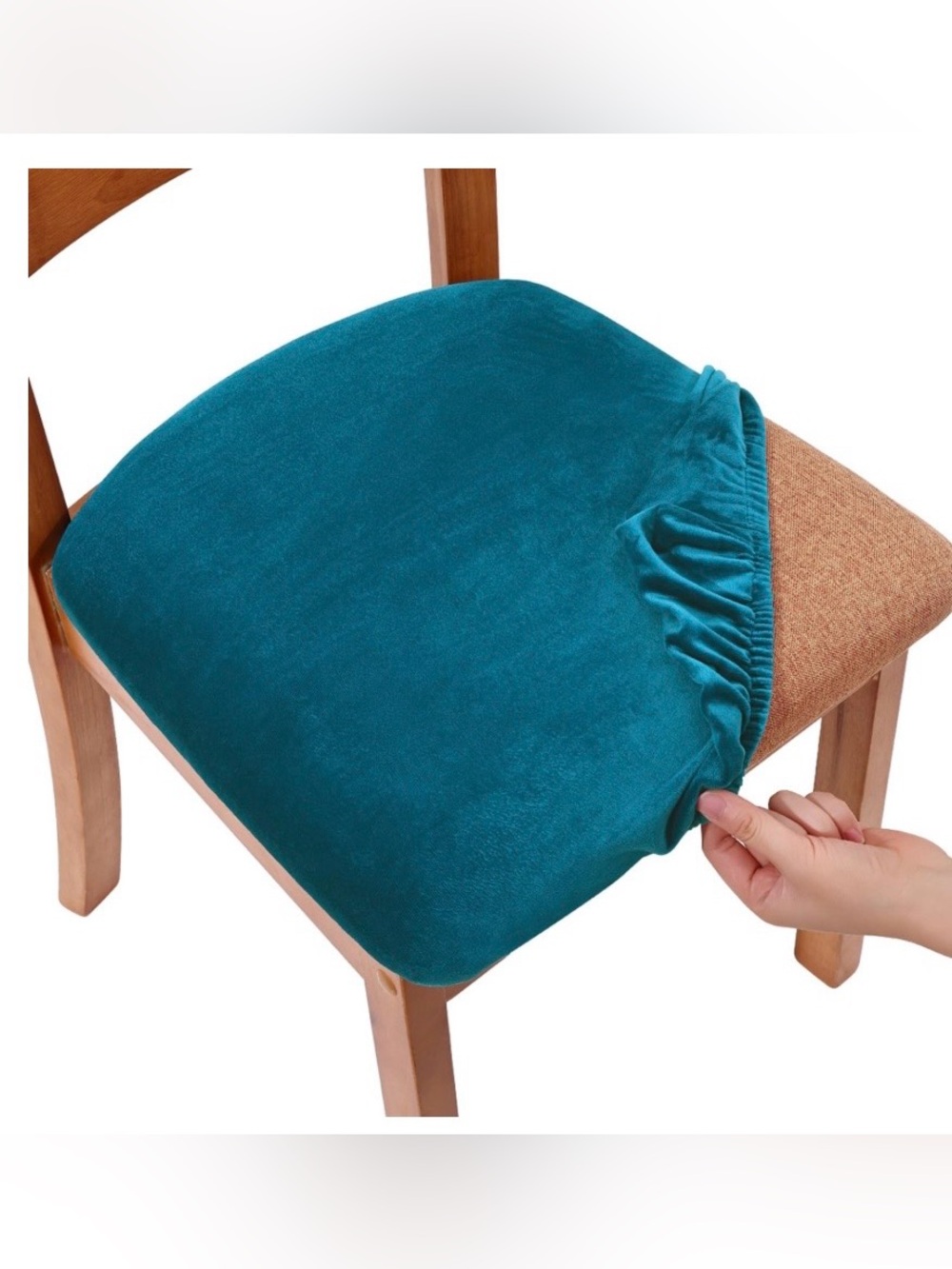 Velvet Chair Covers (4-Pack) PEACOCK BLUE